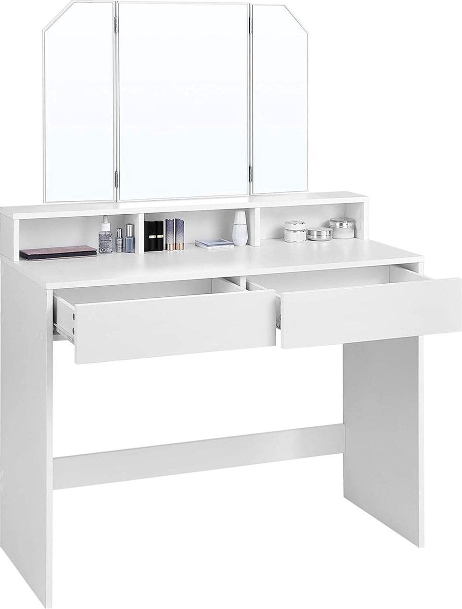 Laster jaloezie Afvoer ZAZA Home Kaptafel, kaptafel met opklapbare spiegel en 2 laden, cosmetische  tafel met 3 open compartimenten, kaptafel, voor make-up, modern, wit – ZaZa  Home & Office